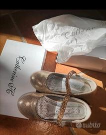 SCARPE BAMBINA GLITTERATE ORO CARNEVALE/FESTA 