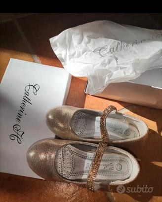 SCARPE BAMBINA GLITTERATE ORO CARNEVALE/FESTA 