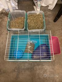 Set gabbia e accessori coniglio, cavia, roditore