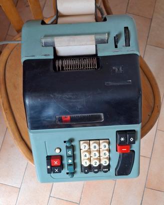 Calcolatrice Vintage Olivetti Meccanica con Rullo