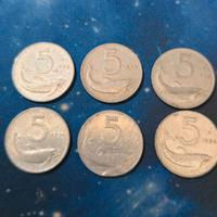 Monete 5 Lire Italiane 1953- 1954