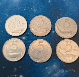 Monete 5 Lire Italiane 1953- 1954