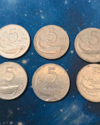 Monete 5 Lire Italiane 1953- 1954