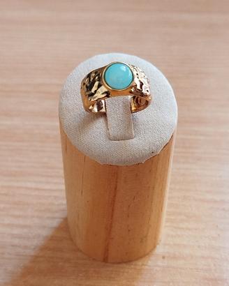 Anello Vintage Regolabile con Pietra Azzurra 