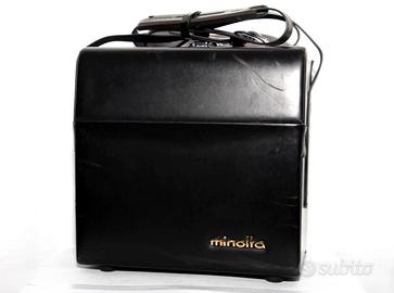 MINOLTA BORSA FOTO Bauletto Vintage in Pelle Nera