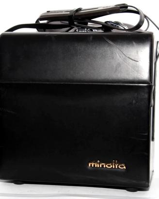 MINOLTA BORSA FOTO Bauletto Vintage in Pelle Nera