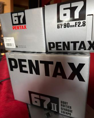 Pentax 67/II con imballi originali e tubi prolunga
