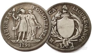 REPLI MONETA 1 LIRA 1798 REPUBBLICA LIGURIA GENOVA