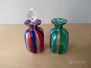 Coppia di boccette porta profumi vetro Murano