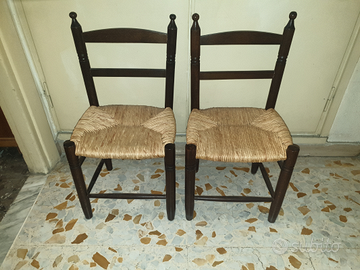 Antica coppia seggioline legno