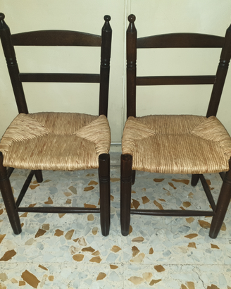 Antica coppia seggioline legno