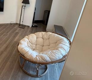 Poltrona Papasan in rattan con cuscino
