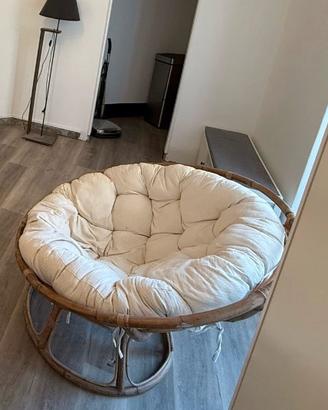Poltrona Papasan in rattan con cuscino
