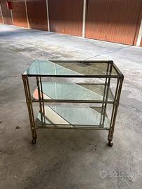 Carrello/Tavolino vintage in vetro 3 ripiani