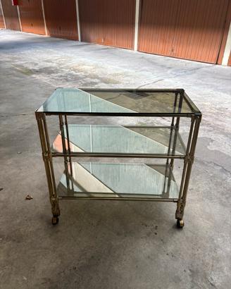 Carrello/Tavolino vintage in vetro 3 ripiani