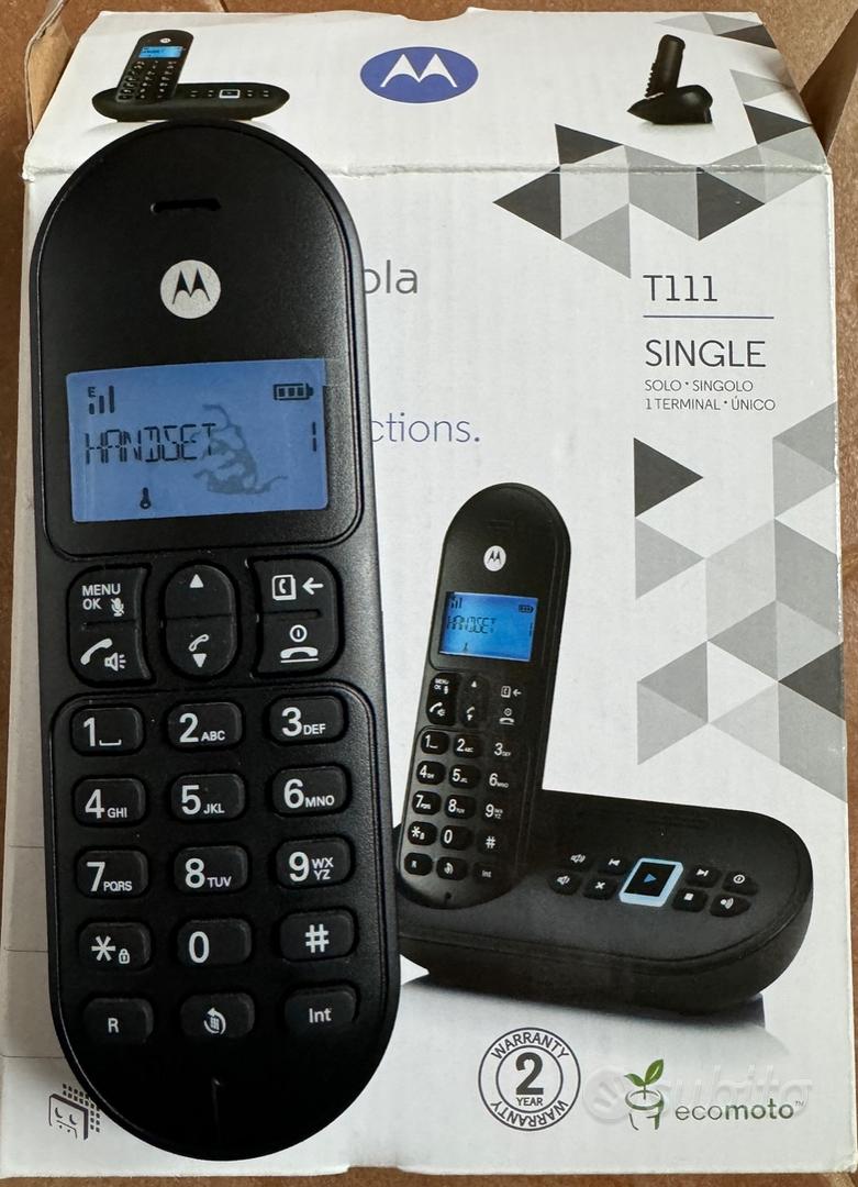 TELEFONO CORDLESS MOTOROLA T111 con Segreteria Rubrica Vivavoce