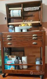 madia legno massello con assi pasta, contenitori