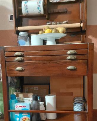 madia legno massello con assi pasta, contenitori