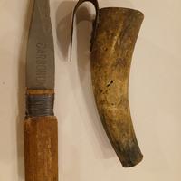 Corno di bue antico con pietra carborundum