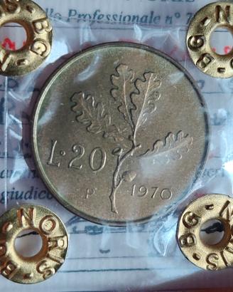 20 LIRE 1970 VARIANTE P INVECE DI R