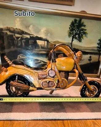 Riproduzione moto Harley Davidson in legno di Mang