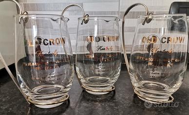 Set 3 Tazze decanter Whiskey bourbon OLD CROW rare