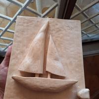 Scultura Barchetta a Vela con Moletto