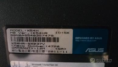 PC Portatile ASUS X54H 