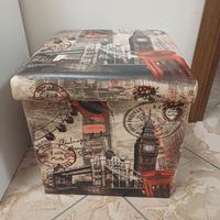 Pouf contenitore pieghevole con stampa Londra – pe