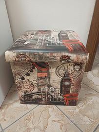 Pouf contenitore pieghevole con stampa Londra – pe