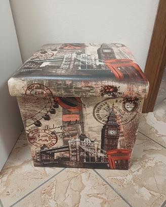 Pouf contenitore pieghevole con stampa Londra – pe