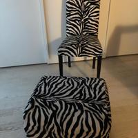 Sedia e pouf zebrato