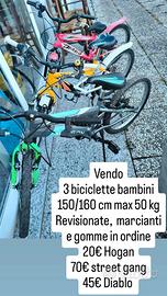 3 biciclette bambini in ordine 150/160 cm