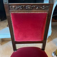 Sedia elegante in legno massiccio, vellutto rosso