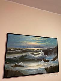 Quadro Mare Tempesta 155x105 cm – Dipinto a Mano