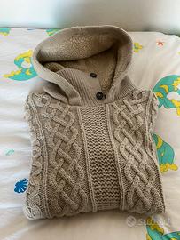 Maglione lana con cappuccio Aran type  tg M/L