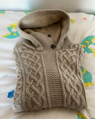 Maglione lana con cappuccio Aran type  tg M/L