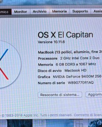 MacBook 2008 El Capitan 10.11.6