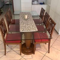 Tavolo da Pranzo in Vetro Rettangolare con 6 sedie
