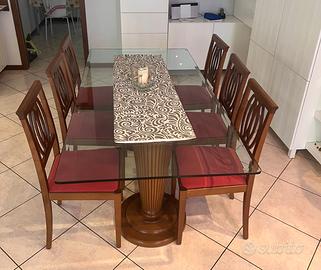 Tavolo da Pranzo in Vetro Rettangolare con 6 sedie