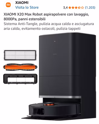 Xiaomi X20 Max Robot Aspirapolvere con Lavaggio