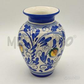 VASO CALTAGIRONE CE.A.R AZZURRO FIORI GIALLI