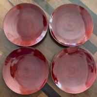 4 piatti bamboo laccati rosso e nero