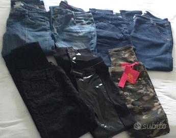 7 pz. Pantaloni + Leggins + Jeans TG 44/46