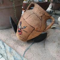 Vaso in terracotta rivestito di sughero e poi deco