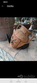Vaso in terracotta rivestito di sughero e poi deco