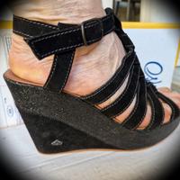 Sandali Fornarina camoscio e Lurex, nero, N.38