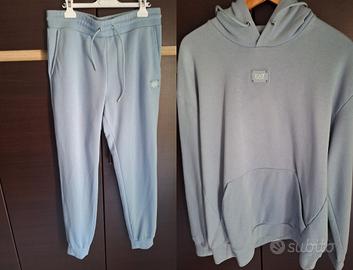 Tuta set felpa + pantaloni azzurra over EA7 Armani