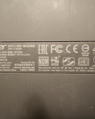 Acer Spin 3 **BATTERIA DA CAMBIARE**