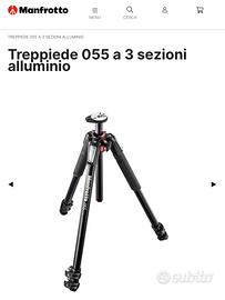 Treppiede Manfrotto completo di testa e borsa tras